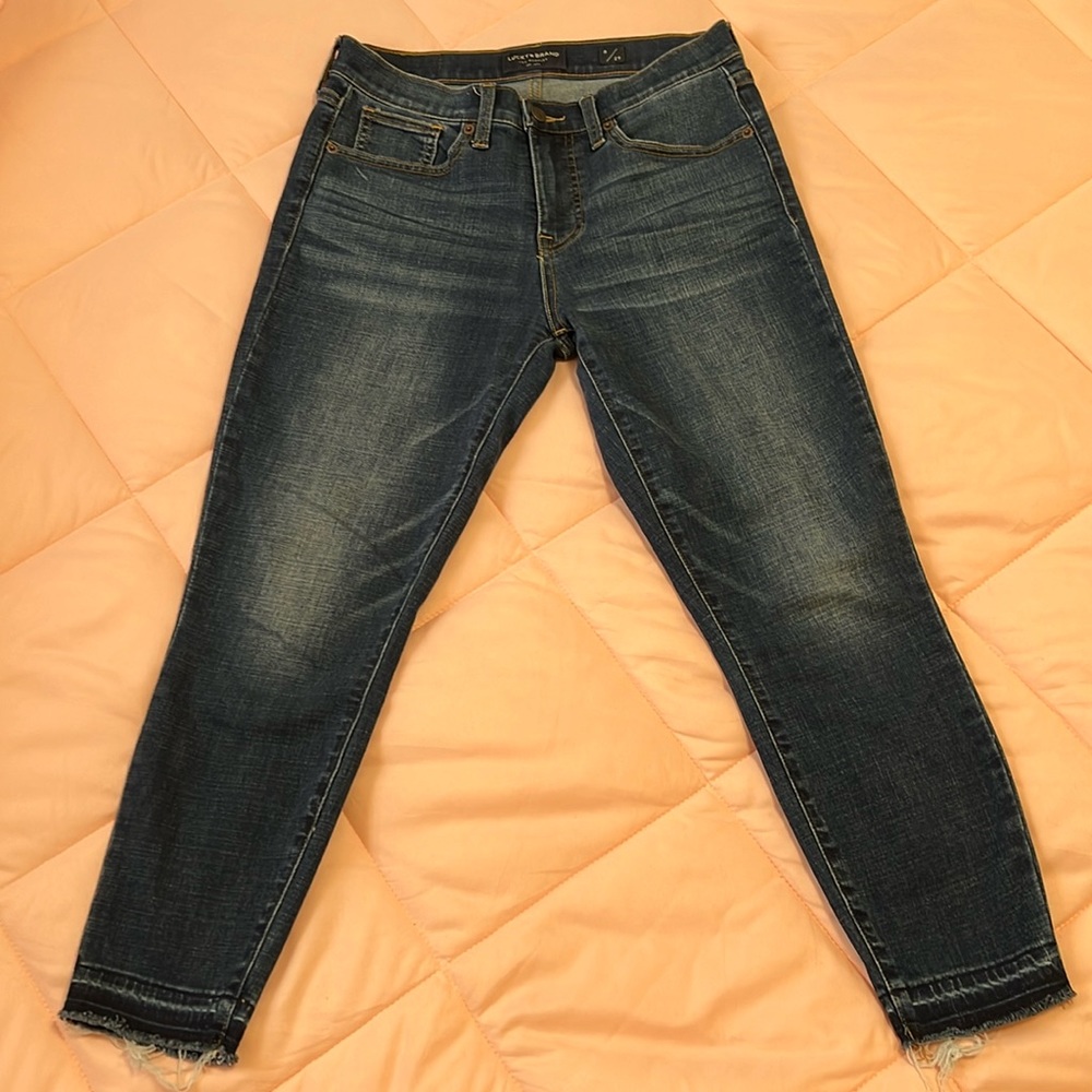 Lucky Brand Distressed Skinny Ankle Stretch Jean, Mid-Rise Crop Ava, Size 8 / 29
